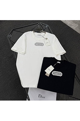 ディオール前襟小三角デザイン半袖Tシャツ