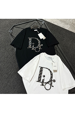 ディオールフロントパッチ刺繍半袖Tシャツ
