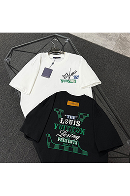 ルイヴィトン前後インポート立体刺繍半袖Tシャツ