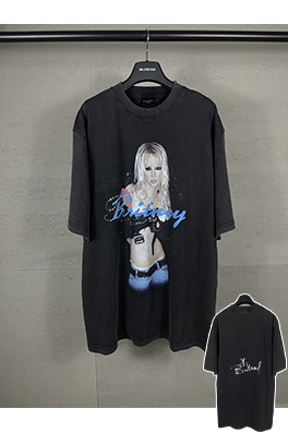 バレンシアガスーパーコピー 前後シートストレートプリントホットドリル古い半袖Tシャツ
