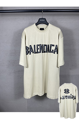 バレンシアガ マスキングテーププリントウォッシュブラッシング半袖Tシャツ