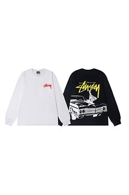 ステューシー クルーネックアルファベットプリントシンプルな長袖シャツ