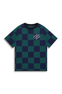 ルイヴィトンコピー 新作 DAMIER チェック柄ジャカードニット半袖Tシャツ