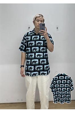 シュプリームコピー DAMIEN HIRST コラボレーションモデルSS 25 SHIRTスクエアアニマルフルプリントアメリカンシャツ