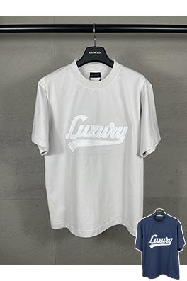 バレンシアガスーパーコピー レディースフロントに LUXURY ロゴパッチ刺繍半袖Tシャツ
