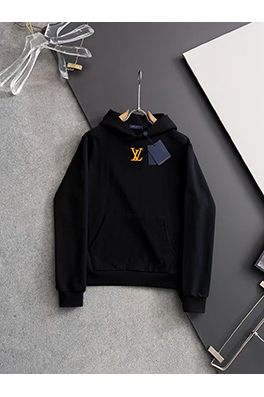 ルイヴィトンコピー 胸のクラシック LV ロゴ刺繍ロゴフード付きパーカー