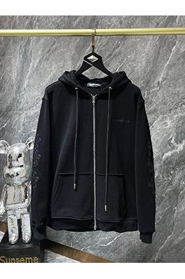 クロムハーツ ダブルアームとバックにクロス刺繍パッチワークレザーのジップアップスパーカー