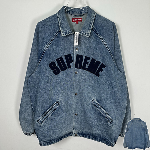 シュプリーム SUPREMEコピー OLD ENGLISH COACHES JACKET パッチワークと刺繍文字のデニムコーチジャケット