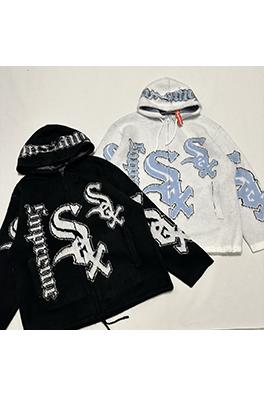 シュプリームコピー × Chicago White Sox FW25 ZIP UP HOODED SWEATER ジッパー付きプラッシュセーター
