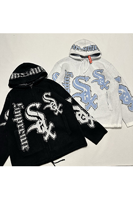 シュプリームコピー × Chicago White Sox FW25 ZIP UP HOODED SWEATER ジッパー付きプラッシュセーター