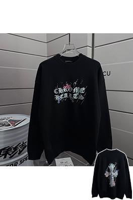クロムハーツ フロントとバックにクロスと馬蹄のロゴプリントしたクルーネック スウェットシャツ