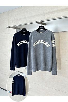 モンクレール Moncler テリークロス刺繍レターロゴウールブレンドニットクルーネックセーター
