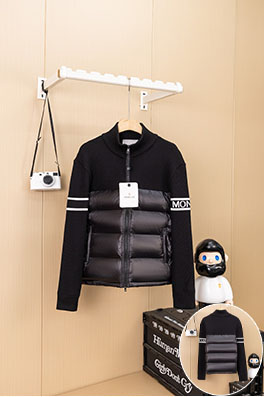 モンクレール Moncler ウールスリーブスタンドカラーニットダウンジャケット