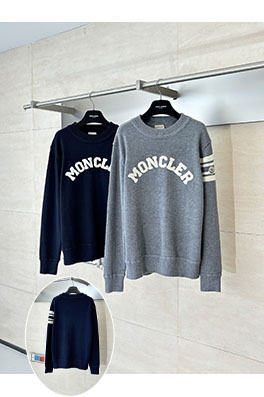 モンクレール Moncler テリークロス刺繍レターロゴウールブレンドニットクルーネックセーター