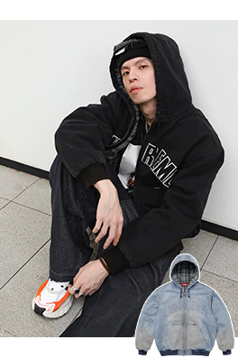 シュプリームコピー SUPREME Reflective Arc Hooded Work Jacket 反射文字デニムコットンジャケット