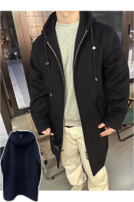 ロエベ ミドル丈のフード付きコート