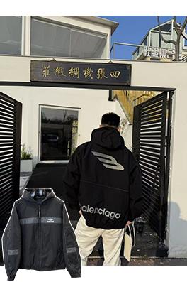 バレンシアガ BALENCIAGA カラーブロックロゴフードジャケット