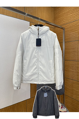 ルイヴィトン エンボスのジャカード織りレザーラベル付きフード付きジャケット