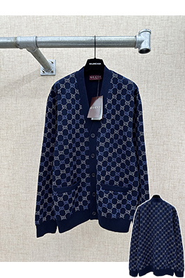 グッチ 両面ウールのジャカード織り厚カーディガン