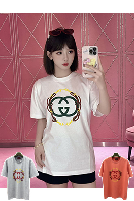 グッチコピー 刺繍プリント半袖Tシャツ