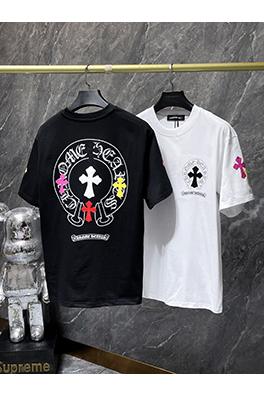 クロムハーツ カラフルなクロス柄のレザーサンスクリットホースシュー半袖Tシャツ
