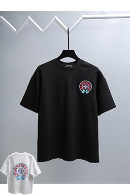 クロムハーツ 新モデル胸の後ろに重なりう刺繍がされた半袖Tシャツ