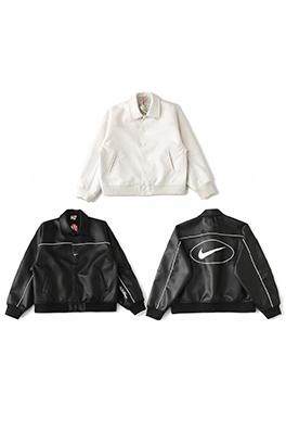 シュプリームコピー X ナイキ  WEEK4 Leather Varsity Jacket 背中にロゴがったレザーのバーシティジャケット