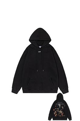 オフホワイト off white 新しい色ポートレート油絵風460gウォッシュドフード付きスウェットシャツ
