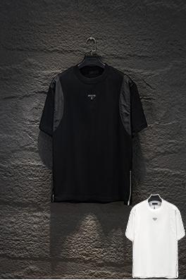 プラダスーパーコピー 新作パッチワークハードウェアジッパー半袖Tシャツ