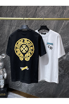 クロムハーツコピー 馬蹄手描きサンスクリットヘビーラインストーン半袖Tシャツ