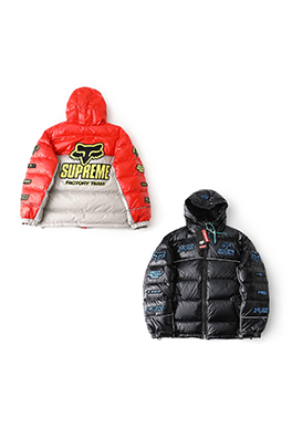 シュプリームコピー  WEEK9 Shiny Down Puffer Jacke 光沢のあるロゴ入りフード付きコンフォートカジュアルジャケット