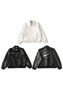 シュプリームコピー X ナイキ  WEEK4 Leather Varsity Jacket 背中にロゴがったレザーのバーシティジャケット