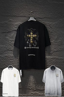 クロムハーツ 新モデルヘビーデューティーなリバースカラーパッチワーク刺繍のダメージ半袖Tシャツ