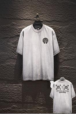 クロムハーツ ヘビーデューティーなリバースカラーパッチワーク刺繍のダメージ半袖Tシャツ