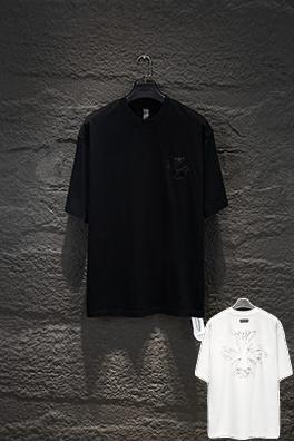 クロムハーツコピー ウォッシュプリントアップリケ刺繍半袖Tシャツ