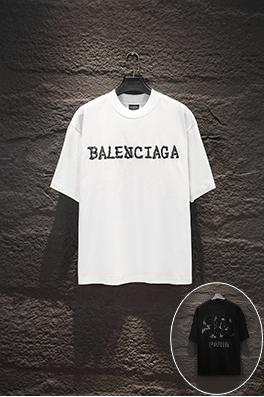 バレンシアガコピー Balenciaga ヘクラシックなヘビーデューティープリントアップリケ刺繍半袖Tシャツ