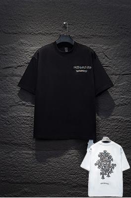 クロムハーツコピー レザーラベル刺繍半袖Tシャツ