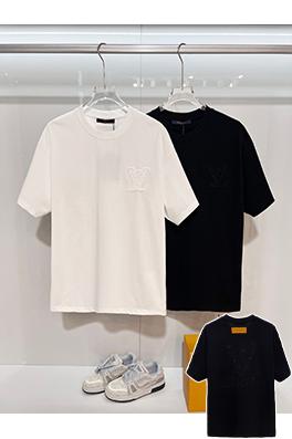 ルイヴィトン フロントとバックにモノグラム柄をあしらった刺繍ロゴレタリング半袖Tシャツ