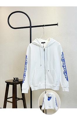 クロムハーツスーパーコピー 大きな舌と麒麟の腕のプリントが入ったジッパー付きフードジャケット
