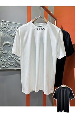 プラダコピー PRADA 新モデルロゴ入り襟の半袖Tシャツ