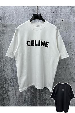 セリーヌコピー CELINE 文字ロゴ点線フォーム半袖Tシャツ