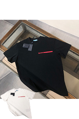 プラダスーパーコピー PRADA シリコンレッドロゴカップル半袖Tシャツ