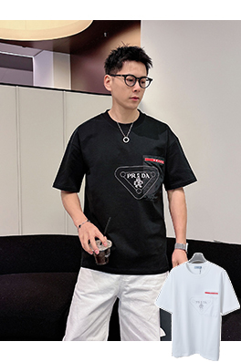 プラダコピー PRADA クラシックな男の子刺繍半袖Tシャツ