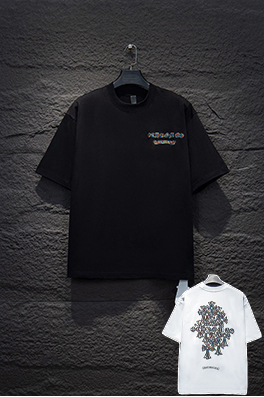 クロムハーツコピー レザーラベル刺繍半袖Tシャツ