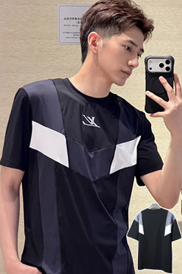 ルイヴィトンコピー パッチワーククルーネックランニング半袖Tシャツ