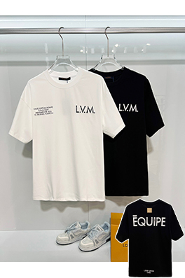 ルイヴィトン フロントとバックにダメージのプリントロゴがされたエンボスの半袖Tシャツ