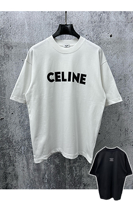 セリーヌコピー CELINE 文字ロゴ点線フォーム半袖Tシャツ