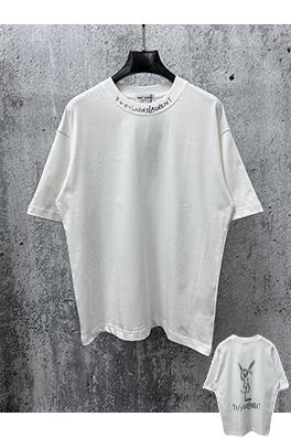 サンローランスーパーコピー Saint Laurent クラシックなロゴプリントの半袖Tシャツ
