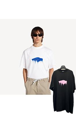 バレンシアガコピー Balenciaga 3M 刺繍プリント半袖Tシャツ