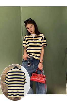 プラダコピー ストライプ柄ポケット付き半袖Tシャツ